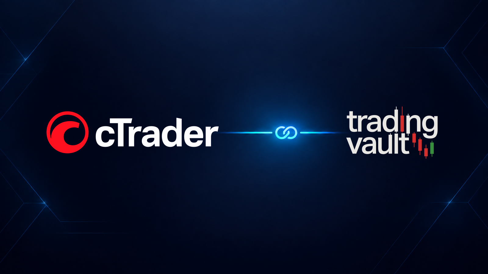 The Trading Vault and cTrader logos connected, representing the new broker sync integration