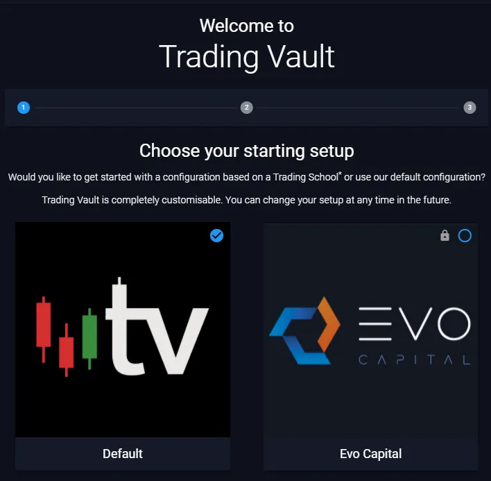 During setup select your trading school. Default & EVO Capital